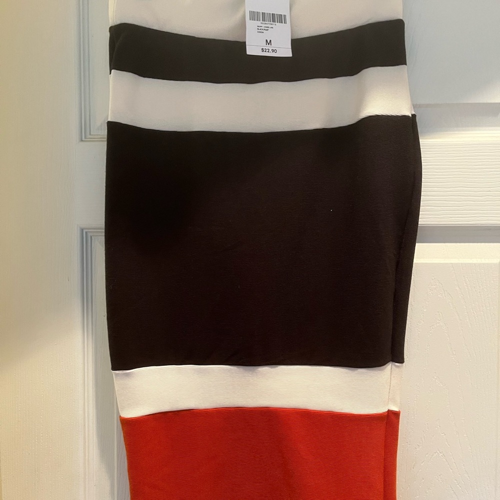 Striped Black, White, and Red Women's Skirt